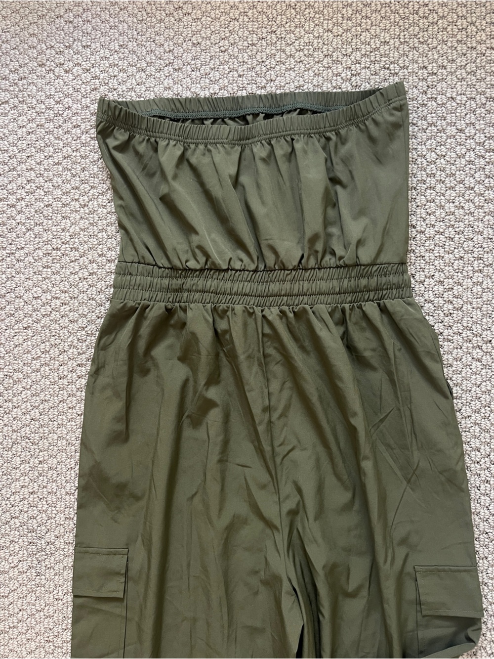 Olive Green Halter Jumper Jumpsuit w cargo pockets, cinched waist & ankles XL - Picture 7 of 7